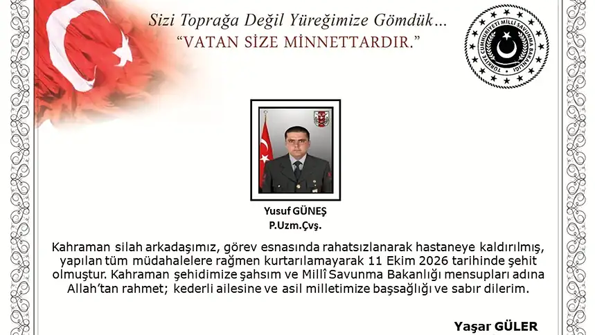 Uzman Çavuş Yusuf Güneş Görev Sırasında Rahatsızlanıp Şehit Oldu